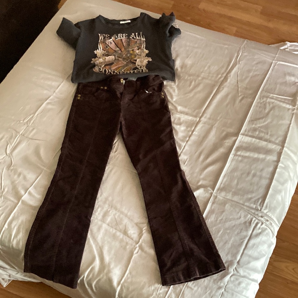 Kids velvety Brown bell bottom Pants